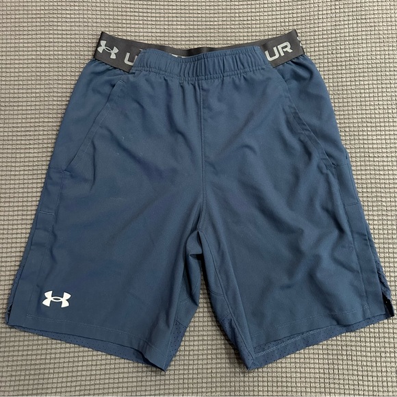 Under Armour Other - Under Armour Mens Small Blue Athletic Shorts HeatGear Logo Training Running